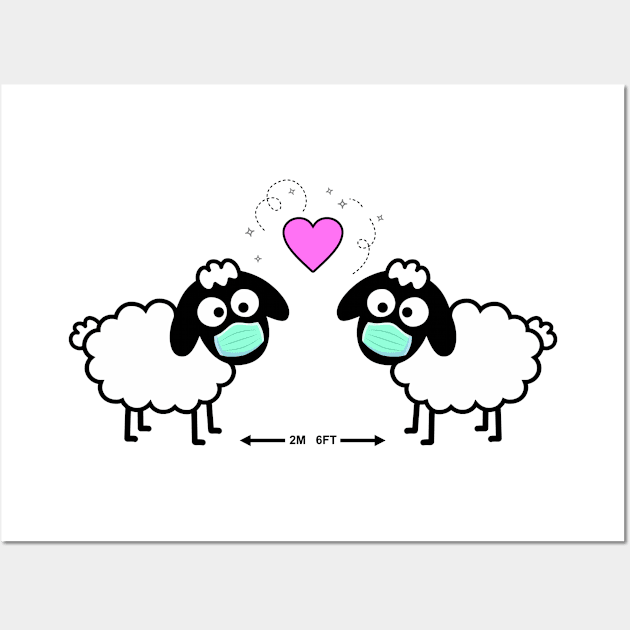 LOVE WINS - Com’on Sheeple follow me - just not too close - cute & funny sheep Mask pink heart art Wall Art by originalsusie